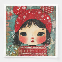 Papier Napkin Christmas Girl Art-Journal Var04