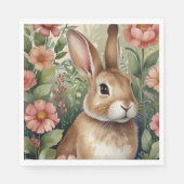 Serviette En Papier Papier Napkin en fleurs blanches et lapin Dreams (Devant)
