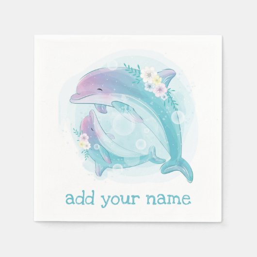 SERVIETTE EN PAPIER PAPIER NAPKIN : FÊTE D'ANNIVERSAIRE : DOLPHINS (Devant)