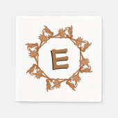 Serviette En Papier Papier Napkin - Feuilles en cercle avec initial (Devant)