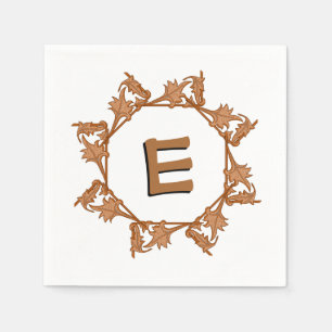Serviette En Papier Papier Napkin - Feuilles en cercle avec initial