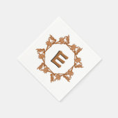 Serviette En Papier Papier Napkin - Feuilles en cercle avec initial (Coin)