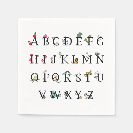 SERVIETTE EN PAPIER PAPIER NAPKIN : GRAPHIQUE ALPHABET (Devant)