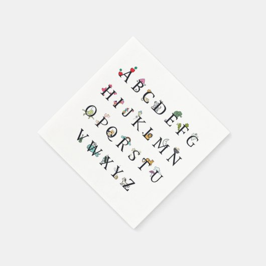 SERVIETTE EN PAPIER PAPIER NAPKIN : GRAPHIQUE ALPHABET (Coin)