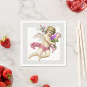 Serviette En Papier Papier Napkin gris rose Cherub Angel (En situation)