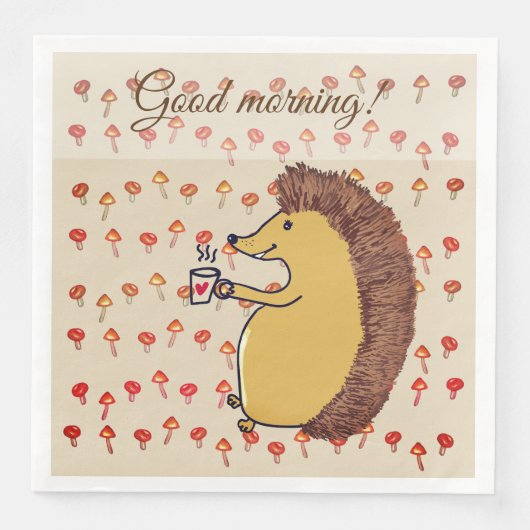 Serviette En Papier Papier Napkin Hedgehog Matin (Devant)