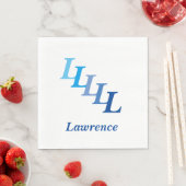 Serviette En Papier Papier Napkin - Initiales avec nom en bleu (En situation)