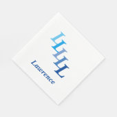 Serviette En Papier Papier Napkin - Initiales avec nom en bleu (Coin)