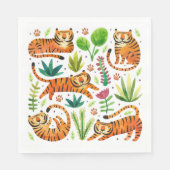 SERVIETTE EN PAPIER PAPIER NAPKIN : JOUER DES TIGRES (Devant)
