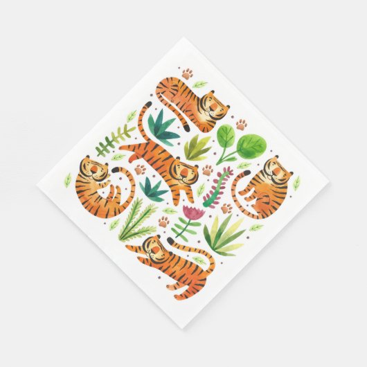 SERVIETTE EN PAPIER PAPIER NAPKIN : JOUER DES TIGRES (Coin)