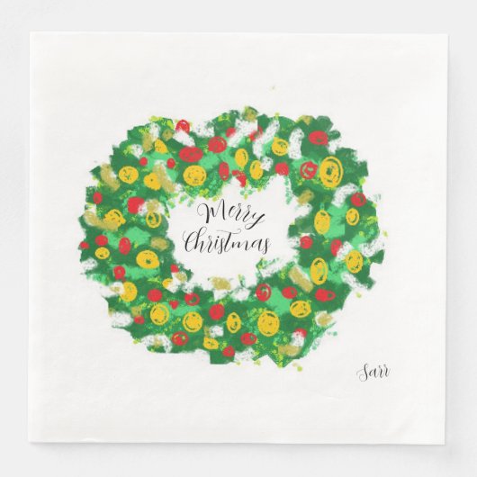 Serviette En Papier Papier Napkin : Joyeux Noël (Devant)