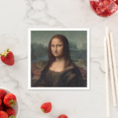SERVIETTE EN PAPIER PAPIER NAPKIN : LEONARDO DA VINCI : MONA LISA (En situation)