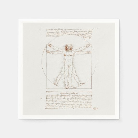 SERVIETTE EN PAPIER PAPIER NAPKIN : LEONARDO DA VINCI : VITRUVIAN MAN (Devant)