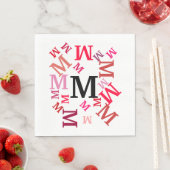 Serviette En Papier Papier Napkin - Lettres mélangées en rouge (En situation)