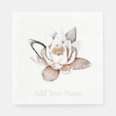 SERVIETTE EN PAPIER PAPIER NAPKIN : LOTUS BLANC + PERSONNALISABLE (Devant)