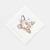 SERVIETTE EN PAPIER PAPIER NAPKIN : LOTUS BLANC + PERSONNALISABLE (Coin)