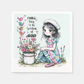 Serviette En Papier Papier Napkin mignonne fille Whimsy avec des oisea (Devant)