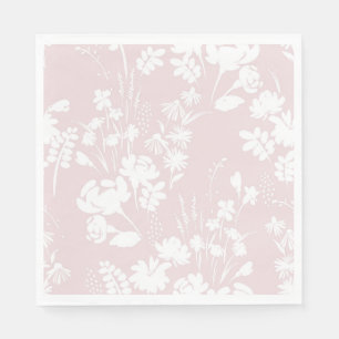 SERVIETTE EN PAPIER PAPIER NAPKIN ; PALE ROSE FLORAL GRAPHIQUE DESIGN
