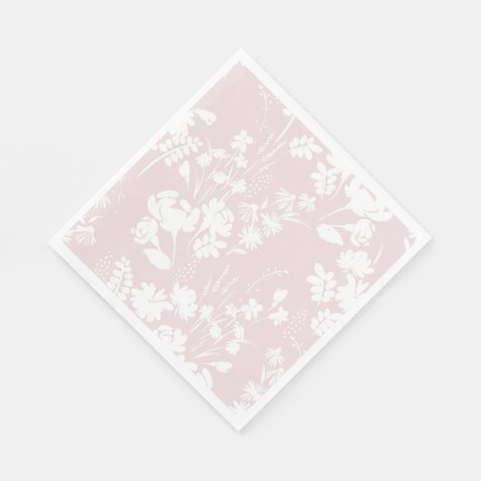 SERVIETTE EN PAPIER PAPIER NAPKIN ; PALE ROSE FLORAL GRAPHIQUE DESIGN (Coin)