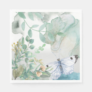 Serviette En Papier Papier Napkin Pastels Floral Papillon