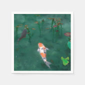 SERVIETTE EN PAPIER PAPIER NAPKIN : PEINTURE JAPONAISE : KOI (Devant)