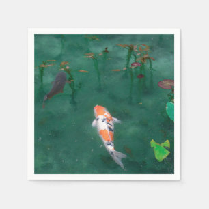 SERVIETTE EN PAPIER PAPIER NAPKIN : PEINTURE JAPONAISE : KOI