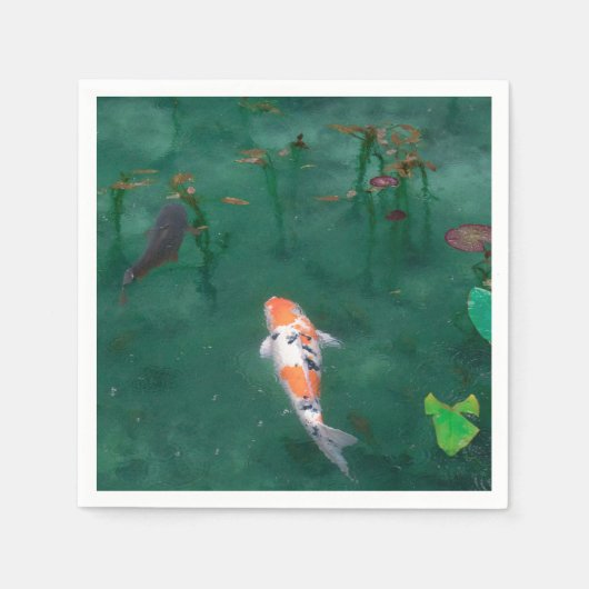 SERVIETTE EN PAPIER PAPIER NAPKIN : PEINTURE JAPONAISE : KOI (Devant)