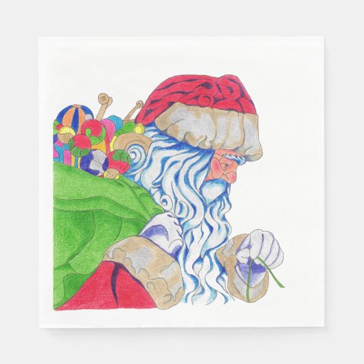 Serviette En Papier Papier Napkin Père Noël (Devant)