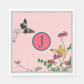 Serviette En Papier Papier Napkin PERSONNALISÉ PREMIER BUTTERFLIS JAPO (Devant)