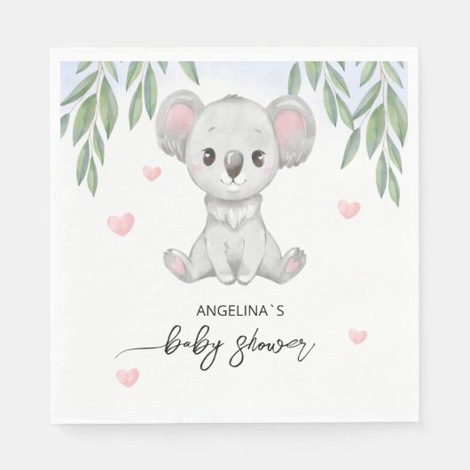 Serviette En Papier Papier Napkin pour baby shower. (Devant)