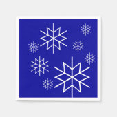 Serviette En Papier Papier Napkin - Snowflakes - Blanc sur Bleu (Devant)