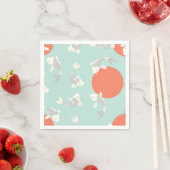 SERVIETTE EN PAPIER PAPIER NAPKIN : STYLE JAPONAIS : MOTIF DE POISSON  (En situation)
