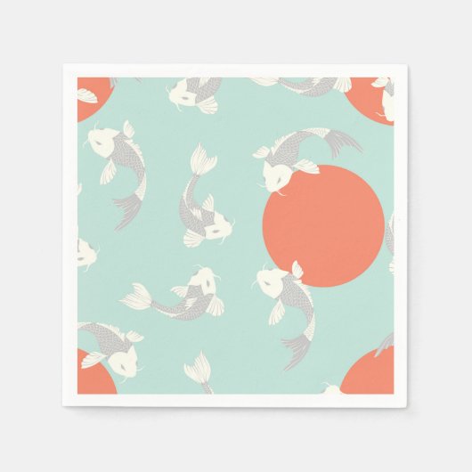 SERVIETTE EN PAPIER PAPIER NAPKIN : STYLE JAPONAIS : MOTIF DE POISSON (Devant)