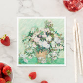 SERVIETTE EN PAPIER PAPIER NAPKIN : VAN GOGH : ROSE (En situation)