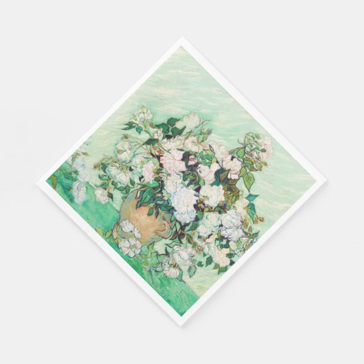 SERVIETTE EN PAPIER PAPIER NAPKIN : VAN GOGH : ROSE (Coin)
