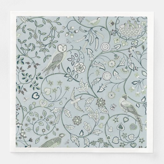 SERVIETTE EN PAPIER PAPIER NAPKIN : WILLIAM MORRIS : OWL & PHÉASANT (Devant)