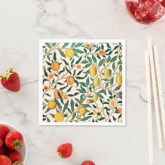 SERVIETTE EN PAPIER PAPIER NAPKIN : WILLIAM MORRIS : POMEGRANATES (En situation)
