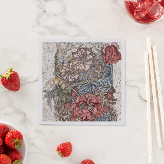 SERVIETTE EN PAPIER PAPIER NAPKIN : WILLIAM MORRIS : TULIP SAUVAGE (En situation)