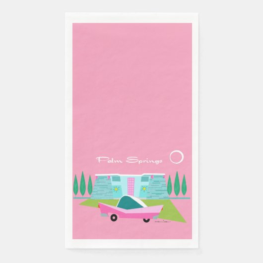 Serviette En Papier Papier Napkine Retro Pink Palm Springs (Devant)