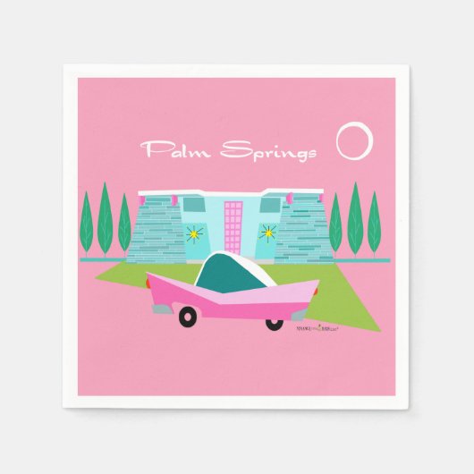 Serviette En Papier Papier Napkine Retro Pink Palm Springs (Devant)