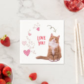 Serviette En Papier Papier Napkins amour de chat (En situation)