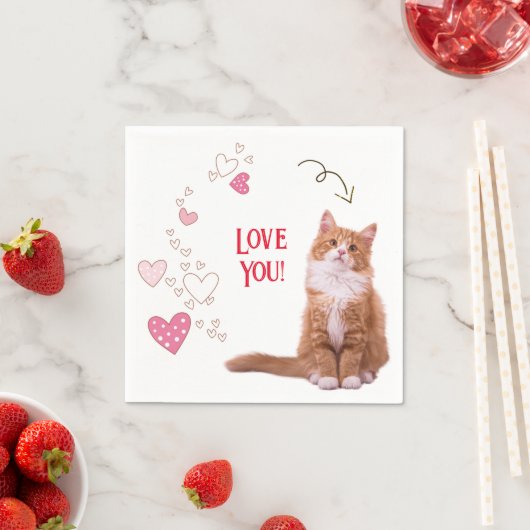 Serviette En Papier Papier Napkins amour de chat (En situation)