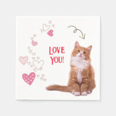 Serviette En Papier Papier Napkins amour de chat (Devant)