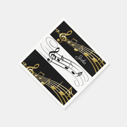 Serviette En Papier Papier Napkins, Black White Gold (Coin)