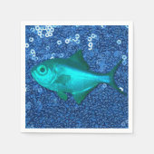 Serviette En Papier Papier Napkins Bleu Poisson Bleu Séquences (Devant)