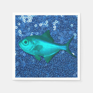 Serviette En Papier Papier Napkins Bleu Poisson Bleu Séquences