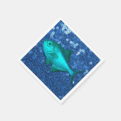 Serviette En Papier Papier Napkins Bleu Poisson Bleu Séquences (Coin)
