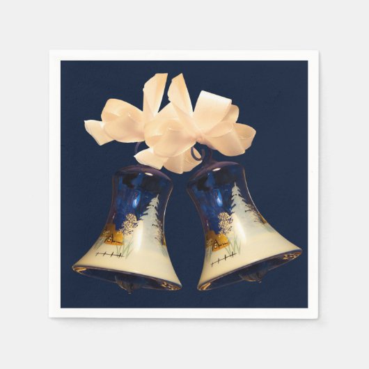 Serviette En Papier Papier Napkins Blue Christmas Jingle Cloches (Devant)
