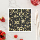 Serviette En Papier Papier Napkins - Flammes de neige noires et d'or (En situation)