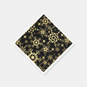 Serviette En Papier Papier Napkins - Flammes de neige noires et d'or (Coin)
